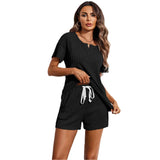 Spring And Summer Lady Home Clothes Pajamas Set Knitted Clothes Shorts Two-Sleeve Shorts Two-Set