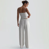 2025 New Women's Fashion Sling Vest Drawstrings Waist Trousers Loose Set
