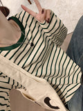 Pure Cotton Striped Bottoming Shirt Women In The Spring And Autumn Atmosphere Loose Thin With Long-Sleeved T-Shirt Casual Wear