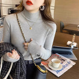 Maillard Wears A Thick Long-Sleeved Knitted Bottom Shirt For Women's Autumn And Winter New Half-High Collar With Thin Tops