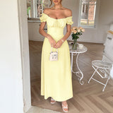Dili Elegant Temperament Short Sleeve Shoulder Dress Dress Women's Dress 2025 Spring And Summer