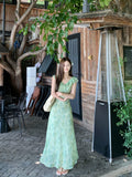 Green Hanging Flower Dresses Women's Summer 2025 Seaside Vacation Wearing Long Dresses Summer Beautiful Dresses