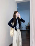 Korean Color Fake Two Knitted Cardigan Women's Early Autumn Design Sweater Jacket Autumn And Winter Fashion High-End Feel Top