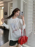 Round-Neck Printing Design Sunscreen Hooded Long-Sleeved Women's New Loose Lazy Style Thin Tops In Summer 2026
