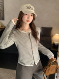 Round Collar Long-Sleeved Knitted Cardigan Women 2026 Autumn New Small Fragrant Wind Loose Thin Outer Coat