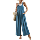 Dili Women's Solid-Colored Strapping Trousers 2025 Summer Loose Broad-Legged Trousers