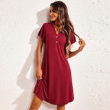 Spring And Summer Lady Home Dress Pyjamas Modale Short Sleeve V Neck Home Pajamas Dress