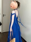 French Temperament Blue Sling Dress Dress Dress Women Spring And Summer 2026 New Sanya Seaside Tourism Wear