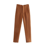 New Slim Slim Solid-Colored Folding Micro-Ply Straight Trousers Trousers Trousers Trousers