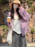 Thin Sunscreen Ice Silk Knitted Shirt Coat Women Summer Loose Lazy Wind Relaxation Outside The Air Conditioning Shirt Top