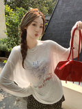 Round-Neck Printing Design Sunscreen Hooded Long-Sleeved Women's New Loose Lazy Style Thin Tops In Summer 2026