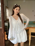 Summer Bows Outside The Blue Striped Long-Sleeved Girl Korean Thin Hoodie Loose Lazy Top