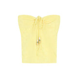 French Sweet Dopamine Yellow Hanging Neck Sling Vest Outside Summer Wearing A Seaside Holiday Atmosphere Short Blouse