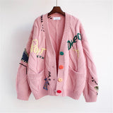 Autumn/Winter 2025 Embroidered Knitted Cardigan Women's New Design Sense Of Lazy Windy Women's Sweater Coat