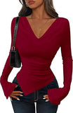 2025 Long-Sleeved Women Early Autumn New Asymmetrical Sexy Slimming Stack Collar Blouse Spring