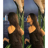 Design With A Sense Of Oblique Shoulder Short Sleeve Female Open Shoulder Short T-Shirt Summer Pure Hot Girl Loose Black Shoulder Clothes