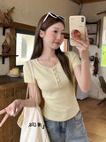 Tibetan Blue Half-Neck Shoulder Short-Sleeved T-Shirt 2026 Summer New Retro Design T-Shirt