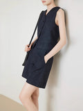 Cationic Imitation Denim Fabric Vest Women Summer Breathable Anti-Fleet Shorts Sleeveless Vest Vest Vest Vest Five-Point Trousers Set