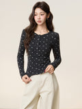 Great-Looking Round Collar On The Shoulder Broken Long-Sleeved T-Shirt 2026 Autumn And Winter New Bottoming Shirt In The Women's Clothing
