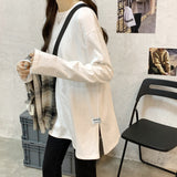 White Long-Sleeved T-Shirt Women Loose Inside The Folded Wearing Long Plus Velvet Top Dress Spring And Autumn Dress Bottom Shirt