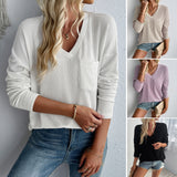 Dili 2025 Autumn And Winter Top Women's Clothing Loose Leisure V-Neck Long-Sleeved Knitwear