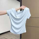 Sweet Sister Pure Want To Expose The Collarbone Word Shoulder Apricot Color Short-Sleeved T-Shirt Girl Summer New Two-Ded Waist Small Top