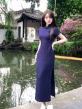New Chinese Style Improved Temperament Cheongsam Dress 2025 Summer Girl Young Chinese Style Fork Dress