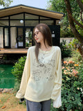 Fun Puppy Print Round-Neck Long-Sleeved T-Shirt For Women 2026 Summer Thin Loose Lazy Age-Proof Sunscreen Shirt Top