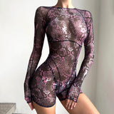 2025 Summer New Mesh Trousers Sexy Hottie Body Sweater Solid Color Bare Back Tight Height Waist Jumpsuit