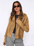 Jacket Splicing Jersey Women's Clothing With Hoodie Tidly Zip Hoodie Short Knitted Shirt
