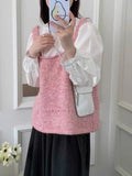 Korean U-Neck Knitted Vest Women 2025 Spring And Autumn Niche With Bows Soft Glutinous Folded Sweater Vest Outside