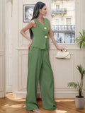 Spring And Summer Women's Fashion Button Trousers Casual Two-Piece Set Of Women