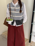 Double Zipper Open Shirt Knitted Vest Vest Women 2025 Autumn New Loose Wearing Horse Clip Round Collar Sweater Shoulder