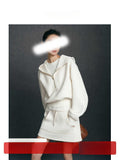 Spring New Sports Tennis Wearing Hoodie White Casual Pocket Skirt Set
