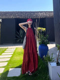 New Chinese Retro Hanging Neck-Cuffed Shoulder Dress Women's Spring 2026 New Simple Sleeveless Round-Collar Loose Dress
