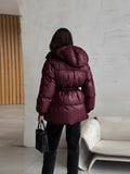 Autumn And Winter Explosion Warm Hooded Repair Rope Thick Cotton Coat 2025 Women's New
