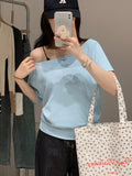 Slanted Shoulder T-Shirt Women's Short Sleeves 2026 Summer New Loose Thin-Skinny Shoulder Blouse