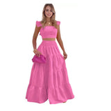 2025 Summer New Temperament Sexy Bare Back Solid Color Slings Two Sets Of Long Dress Dress Dress
