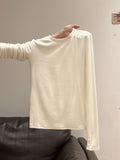 Blue Round Collar Shoulder Foundation Long-Sleeved Bottom Shirt Women 2026 Autumn Simple Set Slim Top