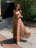 French Retro Kinesi Sleeveless Vest Dress Women's Summer Waist Design Feeling Seaside Holiday Swing Long Skirt