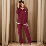 Women's Sets Of Long-Sleeved Trousers Home Pajamas Lace Spliced Home Clothes Pajamas Set