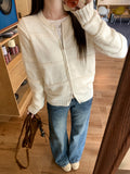 White Lazy Zipper Open Shirt Women 2026 Autumn And Winter Wearing A Loose Design Knitting Shirt