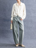2026 Spring New Comfortable Soft Skin Flat Fake Two Lace Splicing Collar Irregular Kinks Loose Shirt