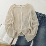 Tiansi Knitted Sun Cardigan Women Thin Breathable Long Sleeves Outside Air Conditioning Shirt Summer