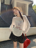 Round-Neck Printing Design Sunscreen Hooded Long-Sleeved Women's New Loose Lazy Style Thin Tops In Summer 2026
