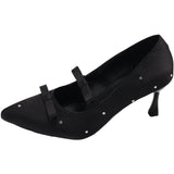 French Beauty Bow High Heels Women 2025 New Drill Fine Heel Single Shoe Tip Temperament With Skirt Women's Shoes