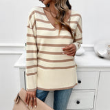 Dili Casual Holiday Wind Bumps Striped Long-Sleeved Sweater Women's Clothing 2025 Spring And Summer