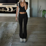 Dili 2025 Spring/Summer Y2K Casual Women's Suit Sexy V-Neck T-Shirt Micro-Tipped Pants 2 Sets Of Women's Clothing