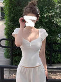 Korean Pure Peach Heart-Carped Short-Sleeved T-Shirt For Girls Summer Senior Feeling Gray Hottie