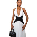2025 Autumn New Fashion Women's Clothing Body Decoration Long Dress Sleeveless Hanging Neck Waist Dress